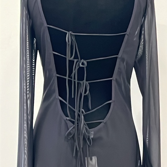 FANCI CLUB Madeline Dress Black Sheer Mesh Maxi - Picture 9 of 14